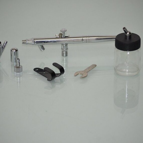 Rainbow Steel Airbrush (AG-128P) Set 0.35mm, Dual Action Bottom Feed Airbrush