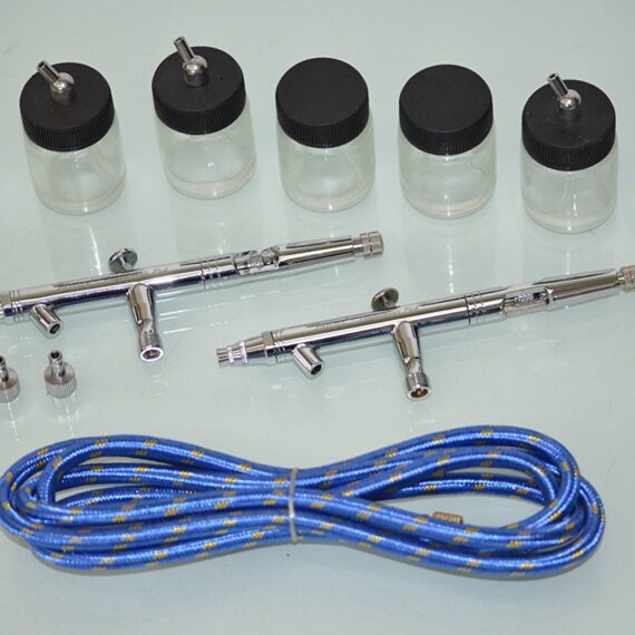 Hawk Combo Airbrush (AG-182P) Set 0.5mm & 0.8mm Dual Action Bottom Feed Airbrush