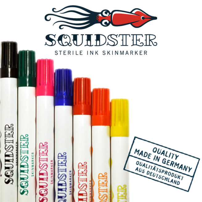 Squidster Skin Markers - SET 11 Colors + Eraser - Dasha Tattoo Supply