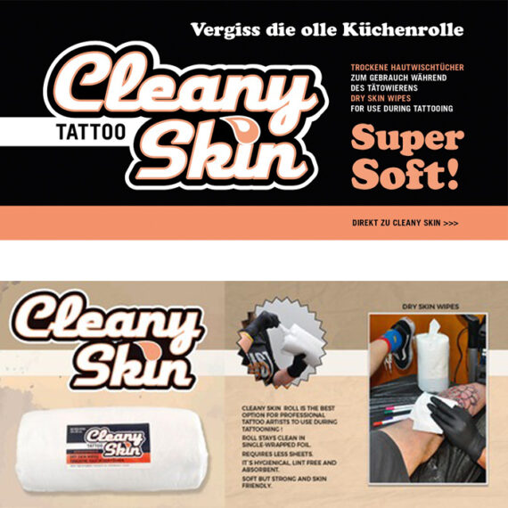 Cleany Skin Super Soft White-Dry Tattoo Wipes (120 sheets a 20x15cm)