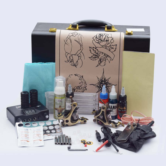 Two Basic Coil Tattoo Machine with Binary Power Supply Kit