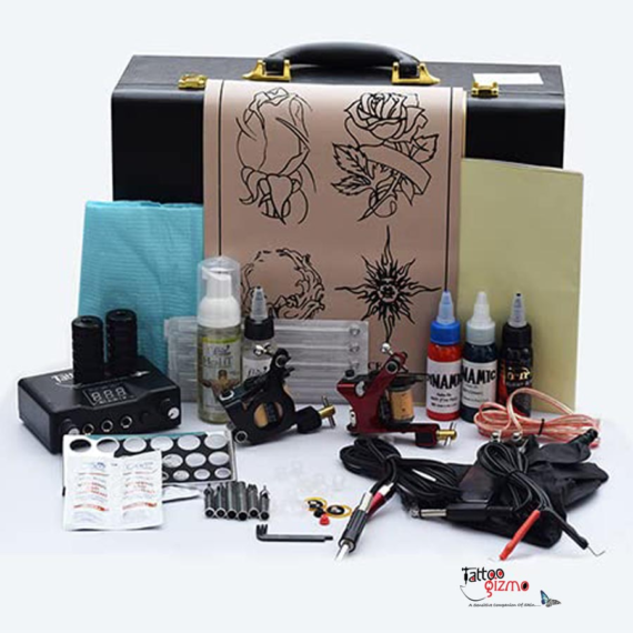 Gizmo Branded 2 Eco High Resolution Coil Tattoo Machine with Binary Power Supply Kit
