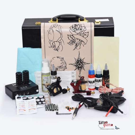 Gizmo Branded 2 Eco High Resolution Coil Tattoo Machine with Binary Power Supply Kit