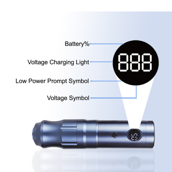 Falcon1 Professional Single Button Wireless Tattoo Machine(Round Grip Blue)