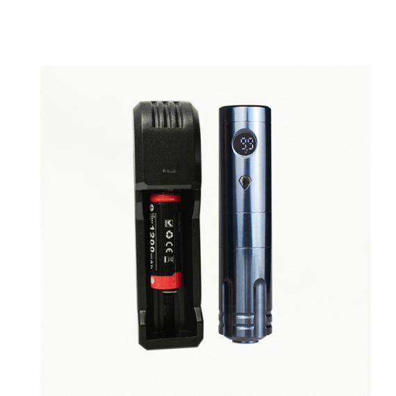 Falcon1 Professional Single Button Wireless Tattoo Machine(Flat Grip Blue)