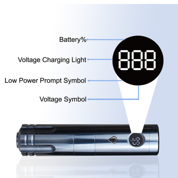 Falcon1 Professional Single Button Wireless Tattoo Machine(Flat Grip Blue)