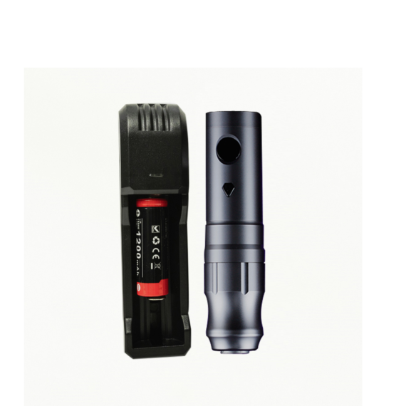 Falcon1 Professional Single Button Wireless Tattoo Machine(Round Grip Gray)