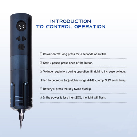 Falcon3 Pro Wireless Tattoo Pen(Flat Grip Blue)