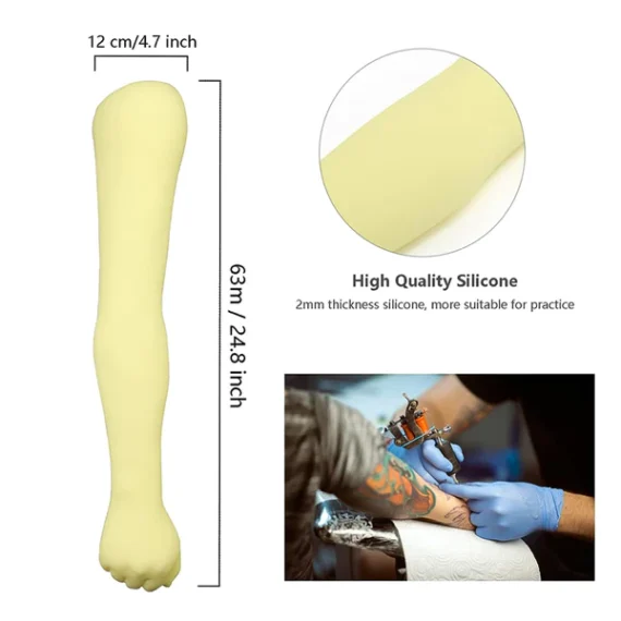 Tattoo Practice Silicone Arm, 24.8 inch 1:1 High Simulation Tattooing Practice Skin