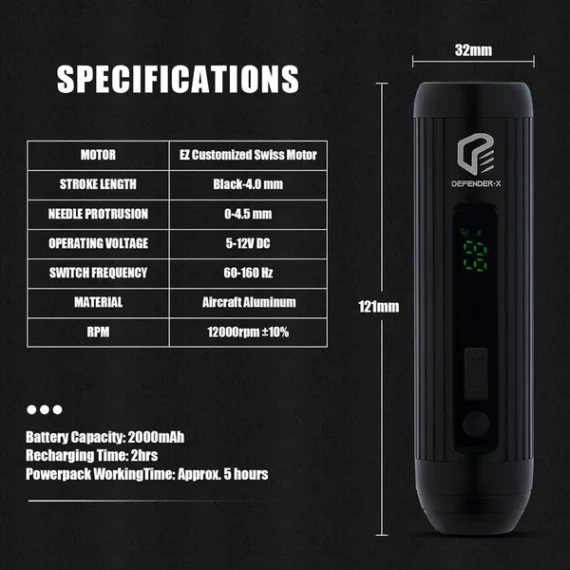 Defender X Wireless Tattoo Pen Machine
